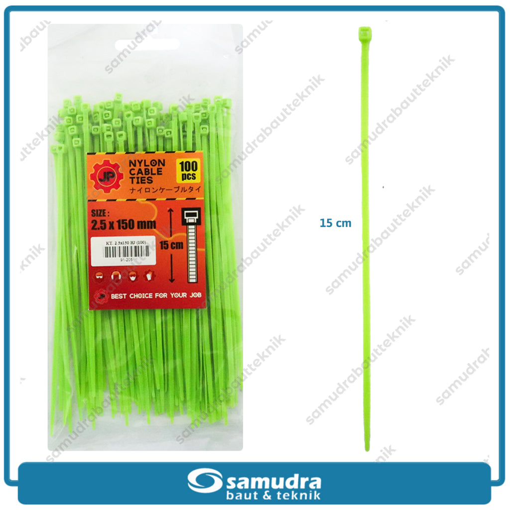 JP Kabel Ties Hijau 2.5 x 150 mm - 100 pcs