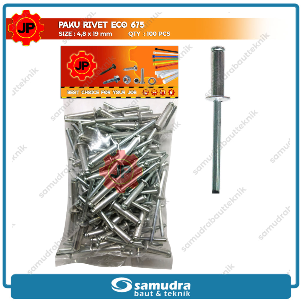 PAKU RIVET ECO 675 100 Pcs 4.8 X 19 Mm Blind Rifet Tembak Aluminium