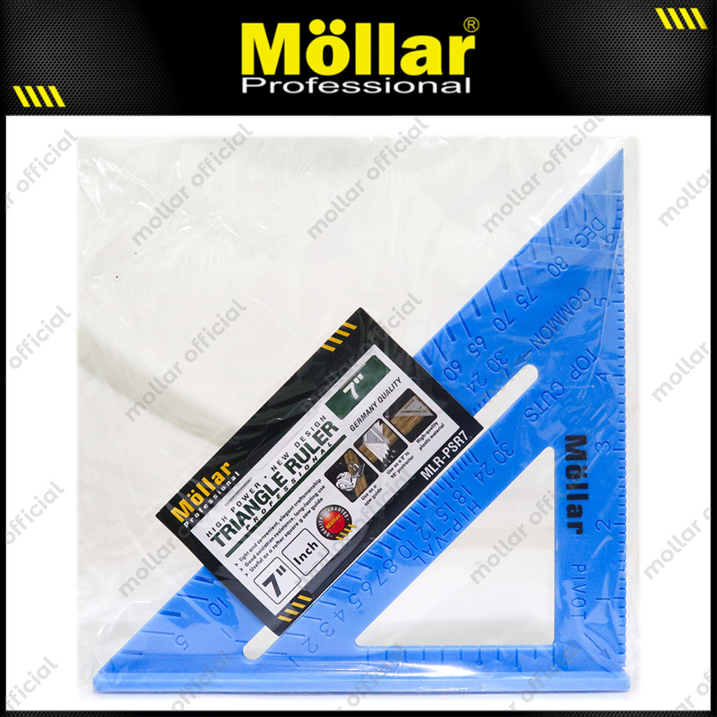 MOLLAR PSR7 Siku Meter Plastik 7" Biru / Triangle Ruler