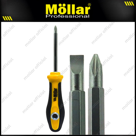 MOLLAR Obeng 3 Way Gagang Karet 145 mm